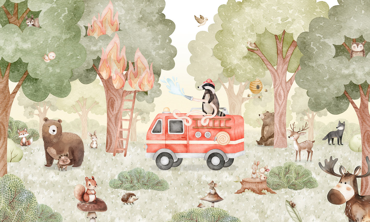 Forest Fire Fighter wallpaper mural by Oliver Robins