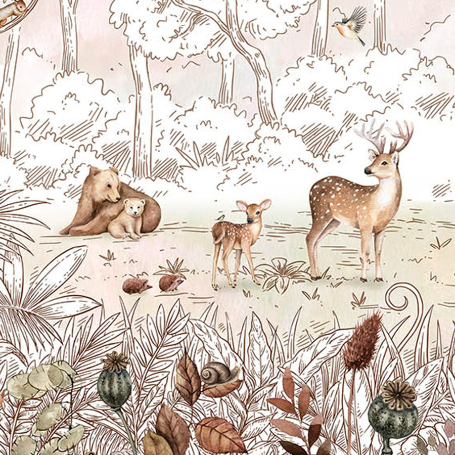 Close-up of the Forest Friends – Autumn wallpaper mural