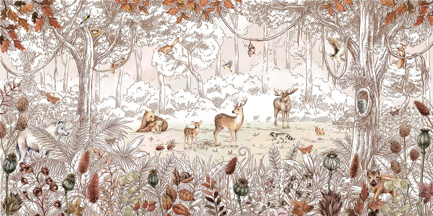 Forest Friends – Autumn wallpaper mural by Kikki Belle