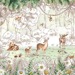 Close-up of the Forest Friends – Spring wallpaper mural