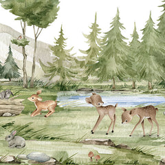 Close-up of the Forest Joy wallpaper mural by Oliver Robins