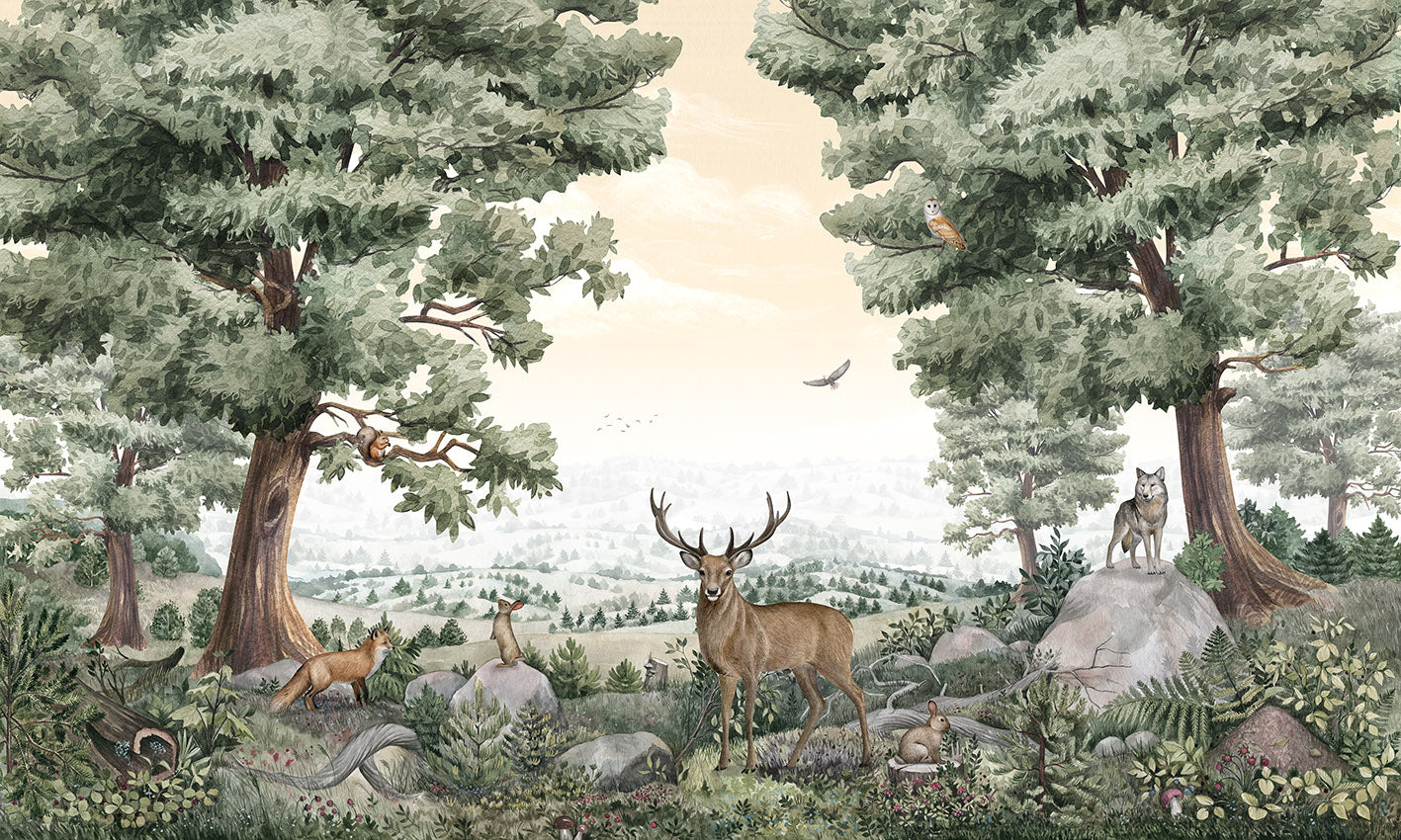 Forest Vista wallpaper mural by Kikki Belle