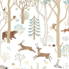 Close-up of the Frisky Forest – Blue wallpaper mural by Oliver Robins