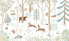 Frisky Forest – Blue wallpaper mural by Oliver Robins