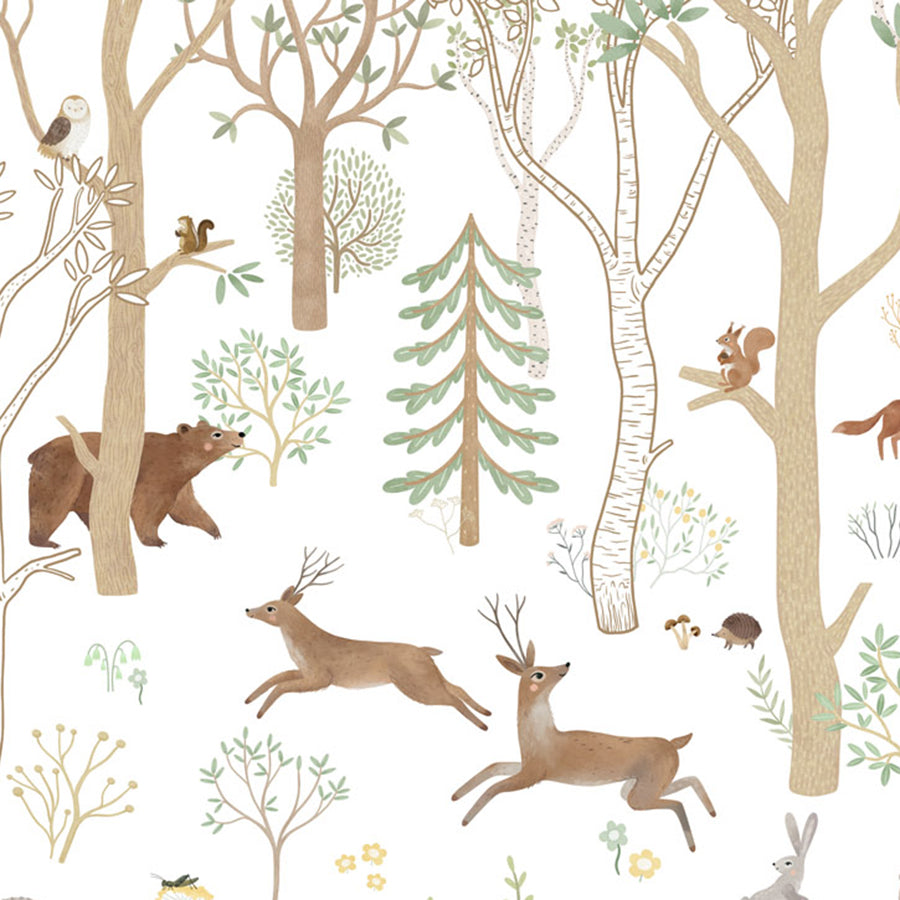 Close-up of the Frisky Forest – Green wallpaper mural by Oliver Robins