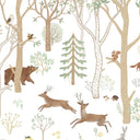 Close-up of the Frisky Forest – Green wallpaper mural by Oliver Robins