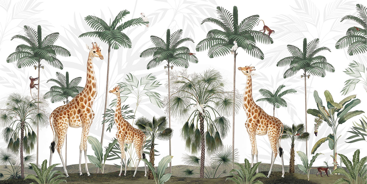 Gracious Giraffes wallpaper mural by Kikki Belle