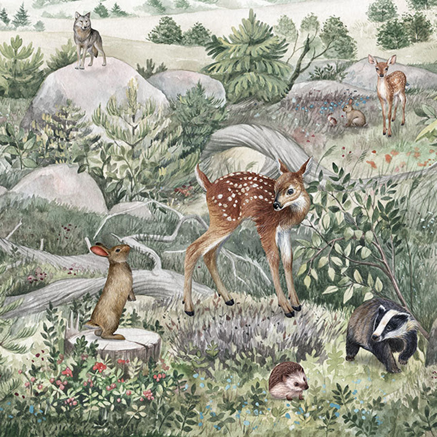 Close-up of the Happy Hills wallpaper mural