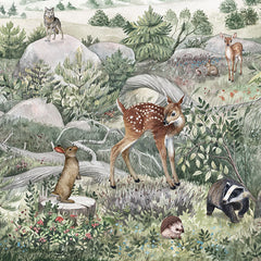 Close-up of the Happy Hills wallpaper mural