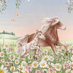 Close-up of the Happy Horses wallpaper mural