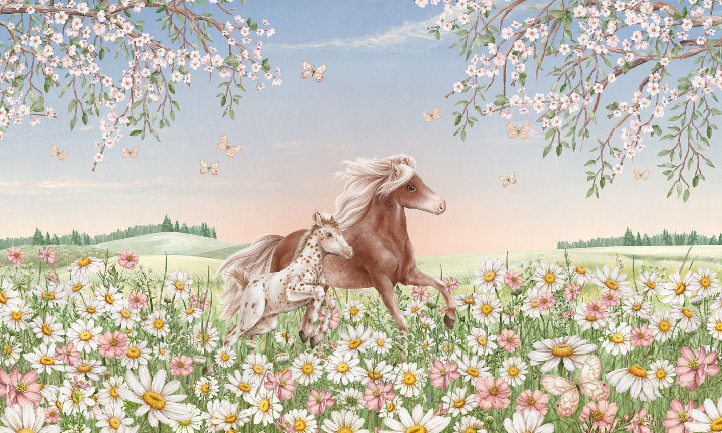 Happy Horses wallpaper mural by Kikki Belle