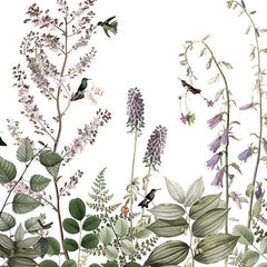 Close-up of the Hummingbird Hedge wallpaper mural