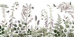 Hummingbird Hedge wallpaper mural by Kikki Belle