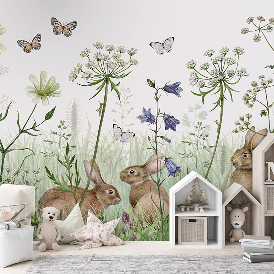 In the Undergrowth wallpaper mural in a children’s playroom