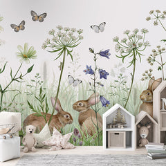 In the Undergrowth wallpaper mural in a children’s playroom