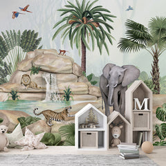 Jolly Jungle wallpaper mural in a children’s playroom