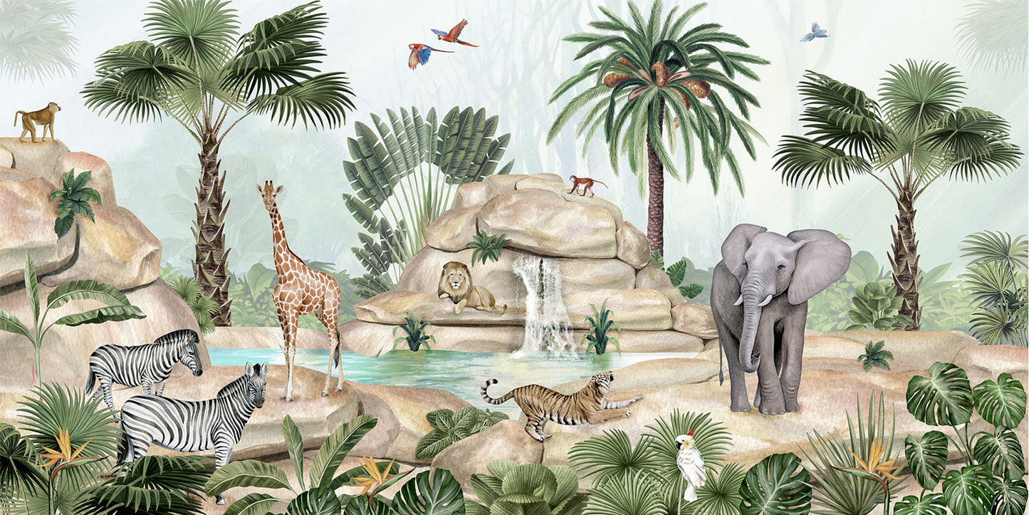 Jolly Jungle wallpaper mural by Kikki Belle