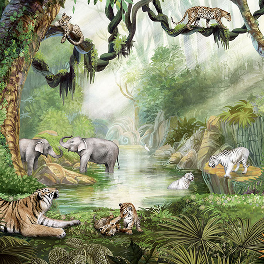 Close-up of the Jungle Cats wallpaper mural