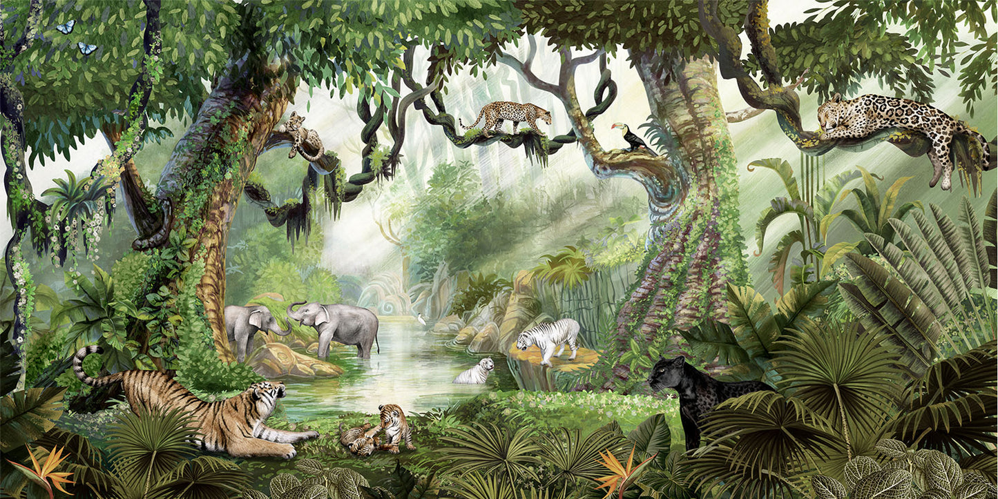Jungle Cats wallpaper mural by Kikki Belle