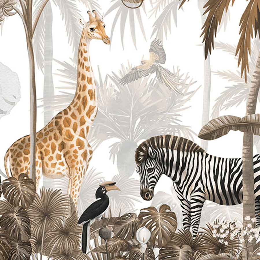Close-up of the Jungle Jive – Sepia wallpaper mural