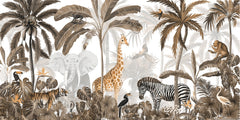 Jungle Jive – Sepia wallpaper mural by Kikki Belle