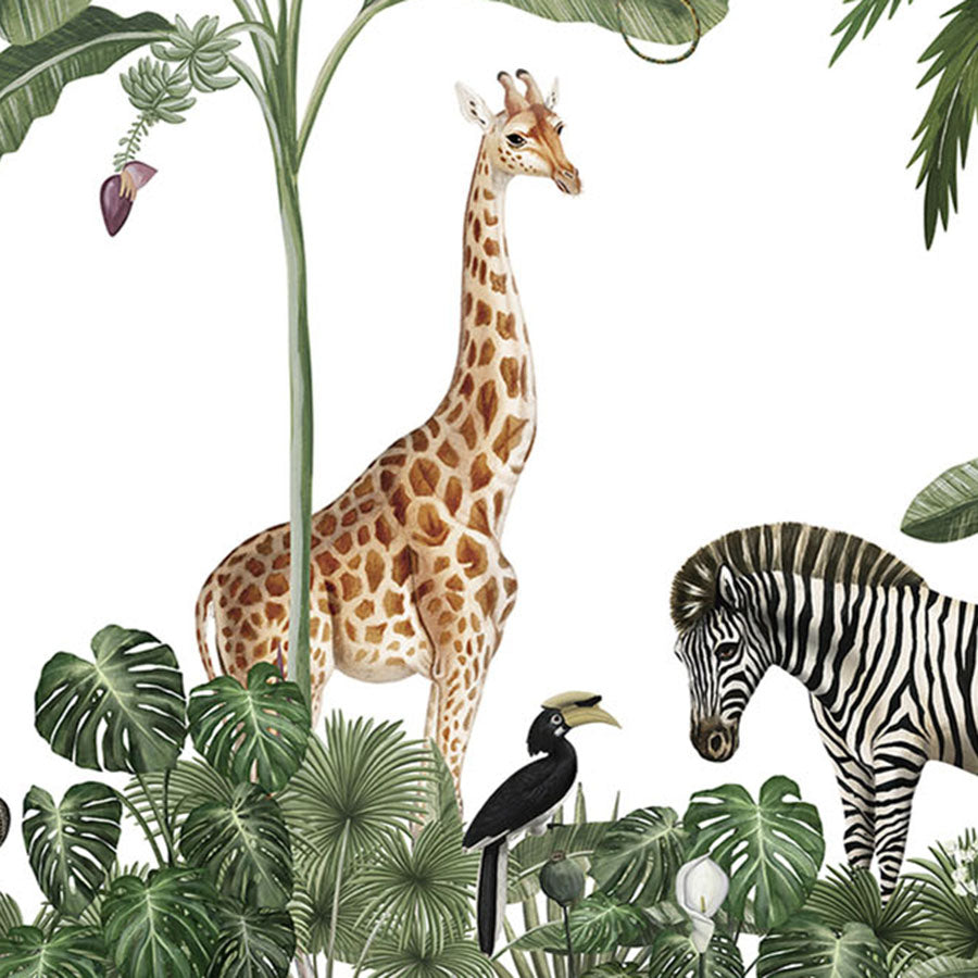 Close-up of the Jungle Jive – White wallpaper mural
