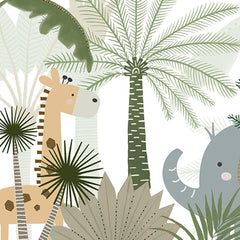 Close-up of the Jungle Joy wallpaper mural by Oliver Robins