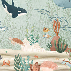 Close-up of the Kelp Forest wallpaper mural by Oliver Robins