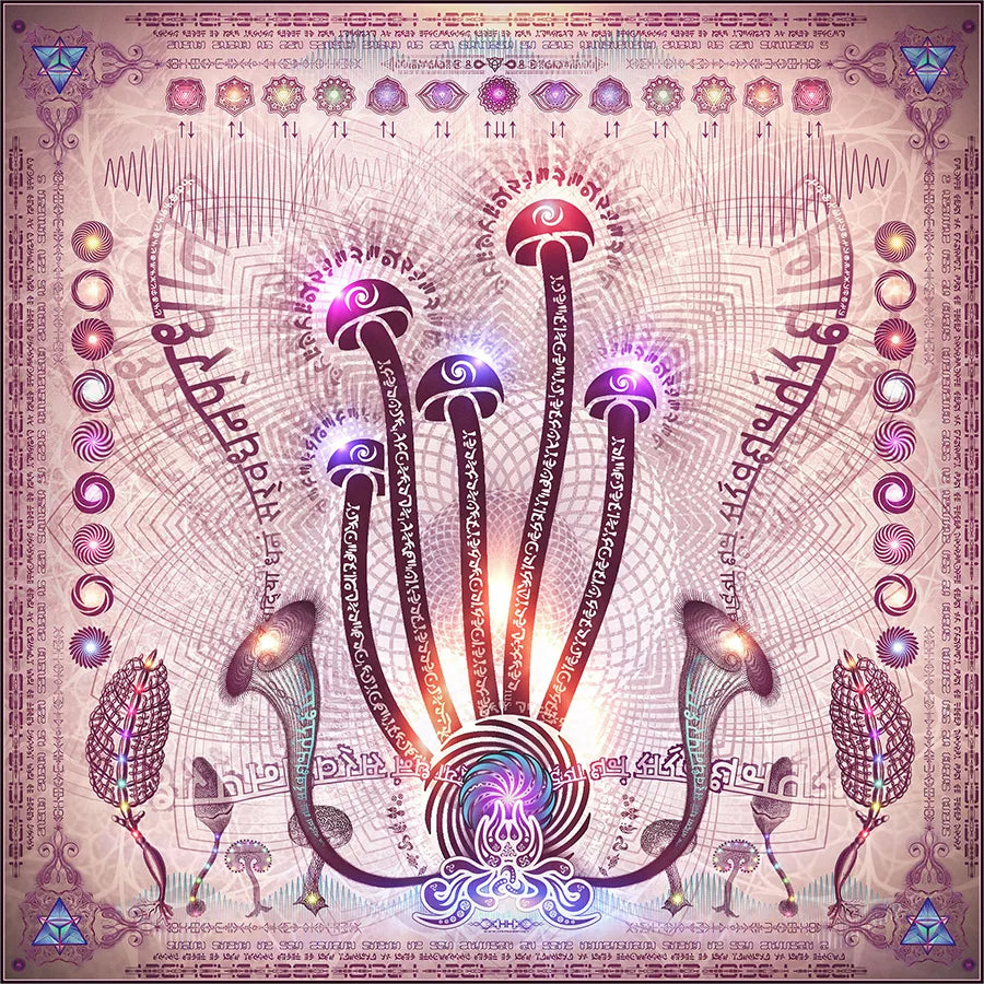 Linguistic Mystic mushroom wallpaper mural artwork by Hakan Hisim