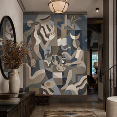 Lunar Eclipse wallpaper mural shown in hallway with console