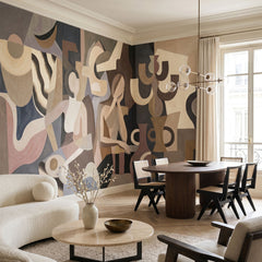 Lunar Silence wallpaper mural shown in open plan living and dining room