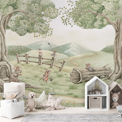 Mouse Family wallpaper mural in a children’s playroom