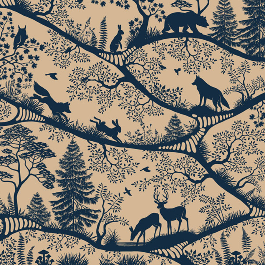 Close-up of the Nordic Nature – Beige Blue wallpaper mural by Oliver Robins