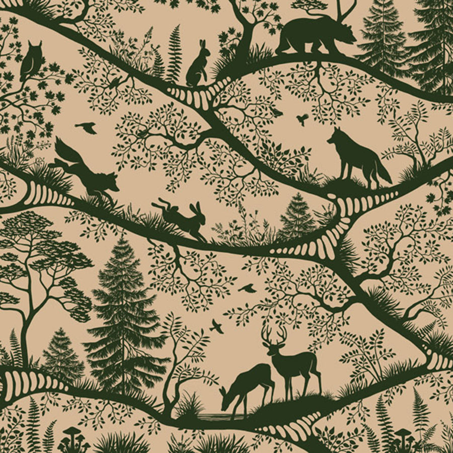Close-up of the Nordic Nature – Beige Green wallpaper mural by Oliver Robins
