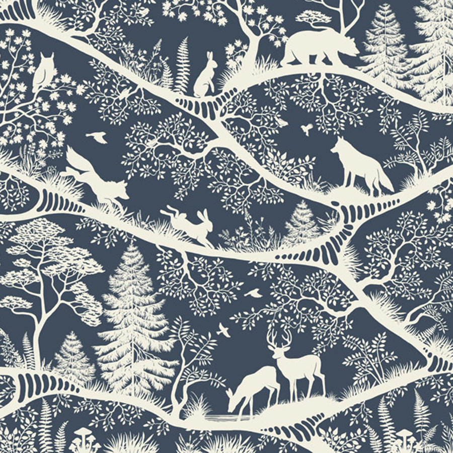 Close-up of the Nordic Nature – Blue White wallpaper mural by Oliver Robins