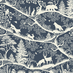 Close-up of the Nordic Nature – Blue White wallpaper mural by Oliver Robins
