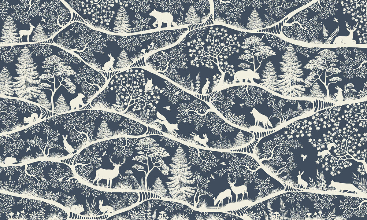 Nordic Nature – Blue White wallpaper mural by Oliver Robins