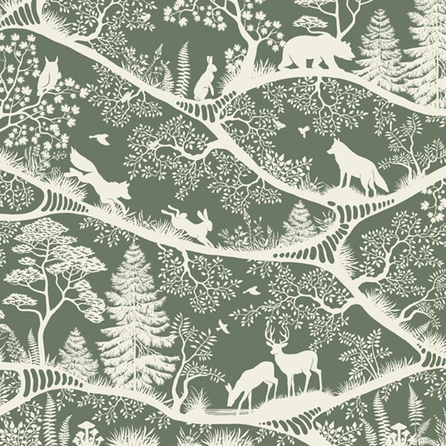 Close-up of the Nordic Nature – Green White wallpaper mural by Oliver Robins