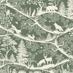 Close-up of the Nordic Nature – Green White wallpaper mural by Oliver Robins