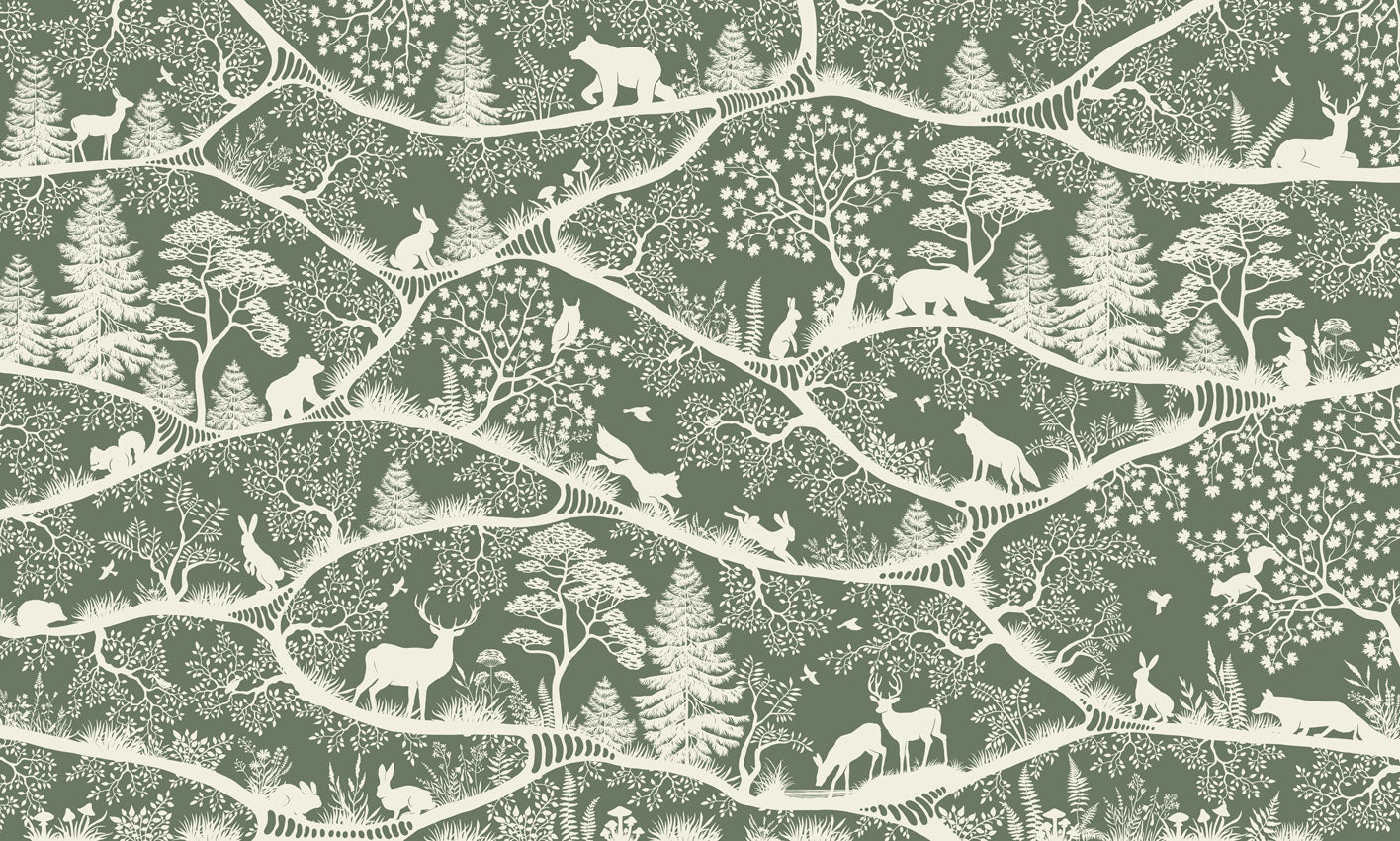 Nordic Nature – Green White wallpaper mural by Oliver Robins