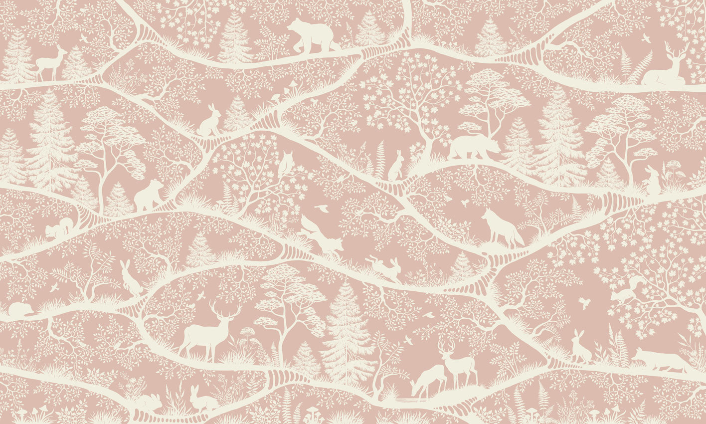 Nordic Nature – Pink White wallpaper mural by Oliver Robins
