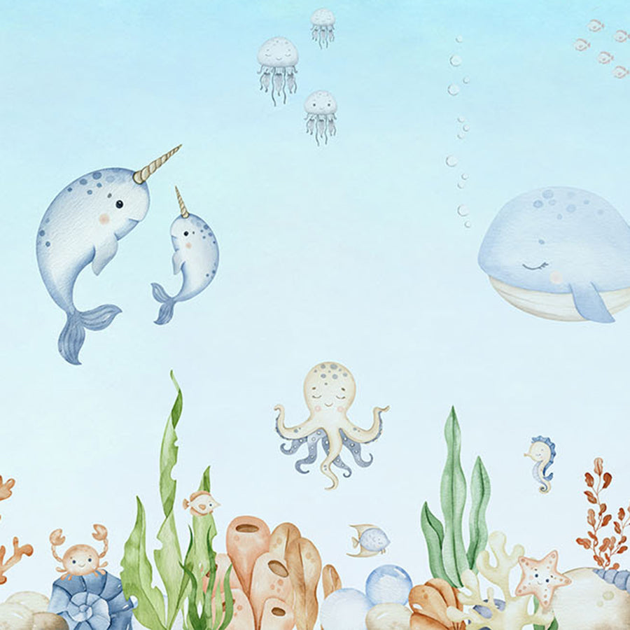 Close-up of the Ocean Joy wallpaper mural by Oliver Robins