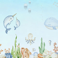 Close-up of the Ocean Joy wallpaper mural by Oliver Robins