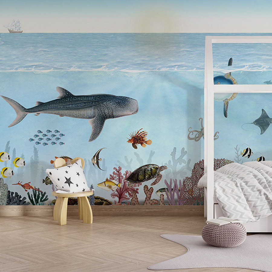 Ocean Lookbook wallpaper mural in a children’s bedroom house bed