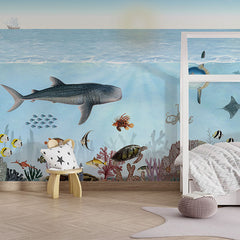 Ocean Lookbook wallpaper mural in a children’s bedroom house bed