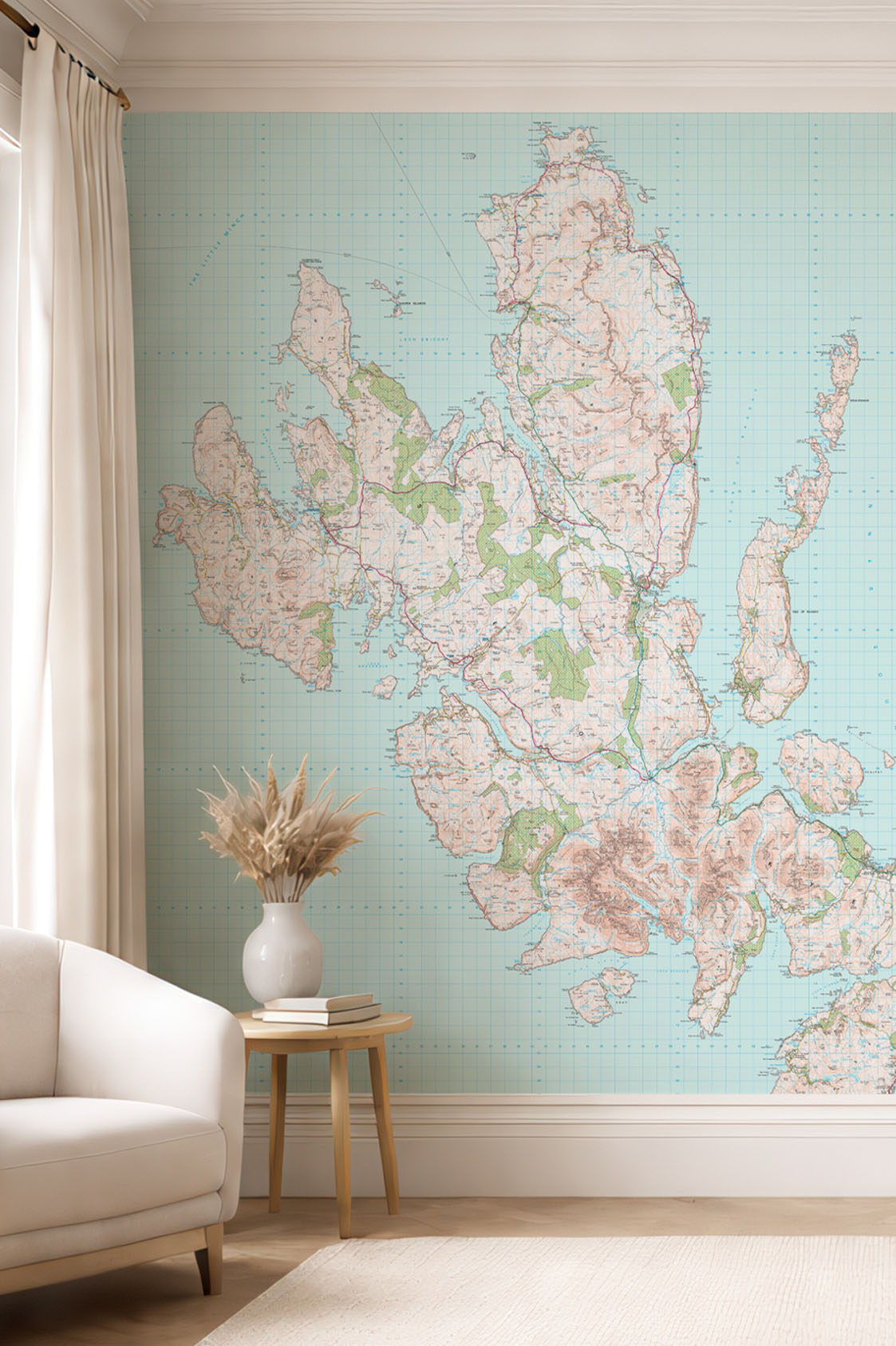 OS Landranger map of the Isle of Skye, in standard OS colours