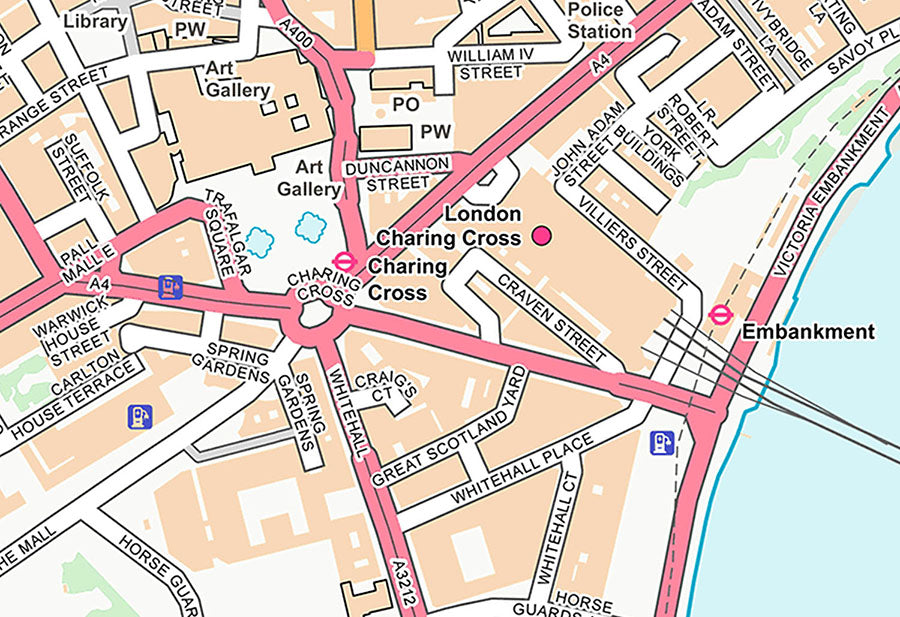 Close-up detail of OS street map wallpaper in standard colours
