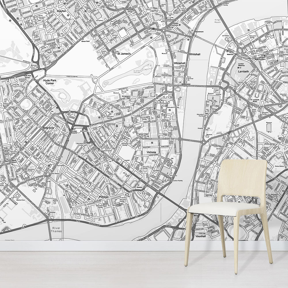 OS Street Map Wallpaper | Black & White