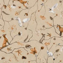 Close-up of the Playful Forest – Beige wallpaper mural
