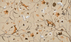 Playful Forest – Beige wallpaper mural by Kikki Belle
